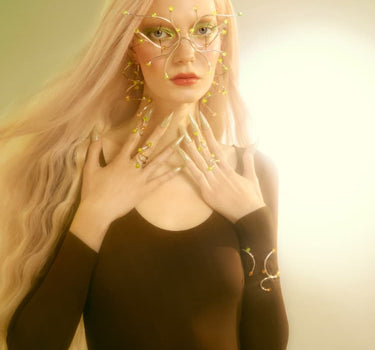 シルバー製ボールドフェイスジュエル（トパーズ＆オパールクリスタル）