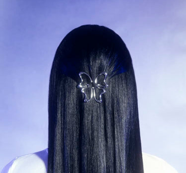シルバー製バタフライヘアクリップ