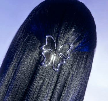 シルバー製バタフライヘアクリップ