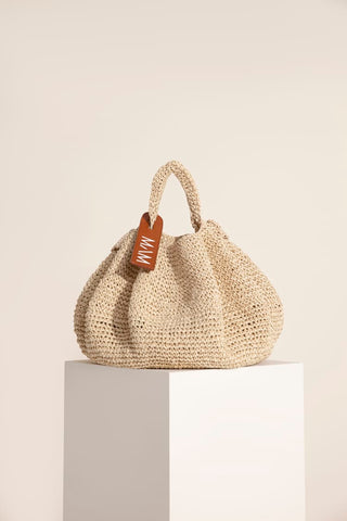 Raffia Effect Crystal Vanity Bag カゴバッグ ラフィアショルダーバッグ - サステナブルかごバッグ - MAM – MAM®